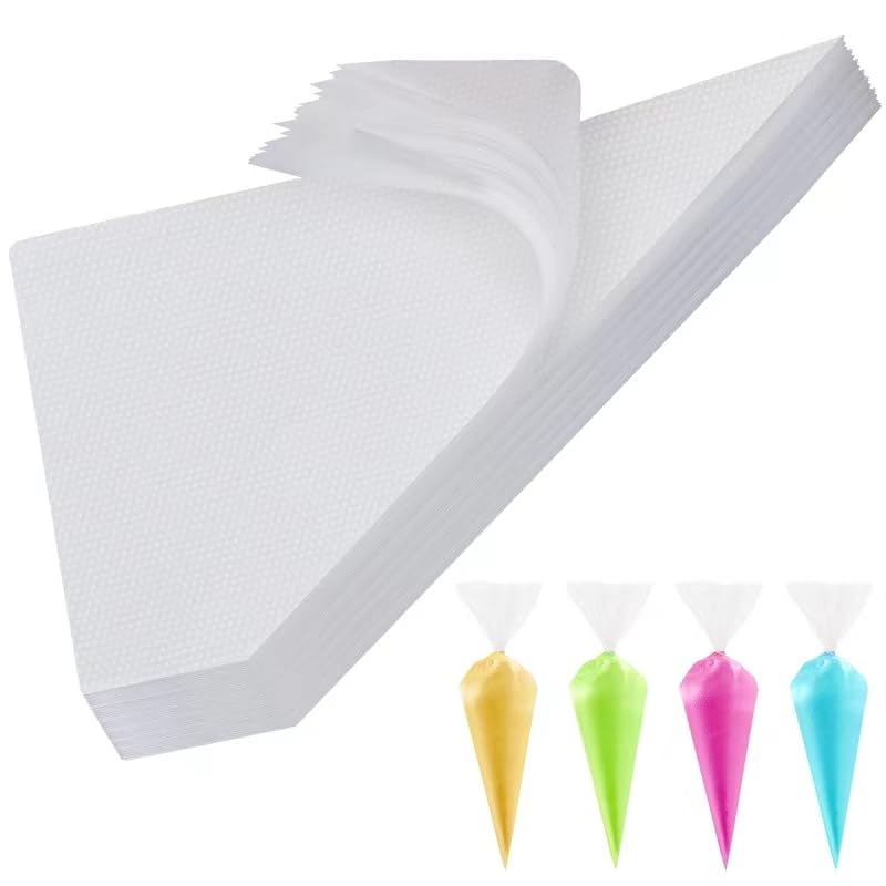 Engorgio 100 Pcs Disposable Mini Piping Bags 8 inch Pastry Bag Pastry Crimpers Small Piping Bags Disposable Pastry Bags For Cake Macarons Dessert Decorations Cookies Baking Cupcakes (Clear)