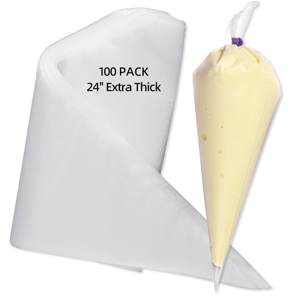 24 Inch Disposable Large Piping Bags,100 PACK Extra Large Thick Pastry Bags