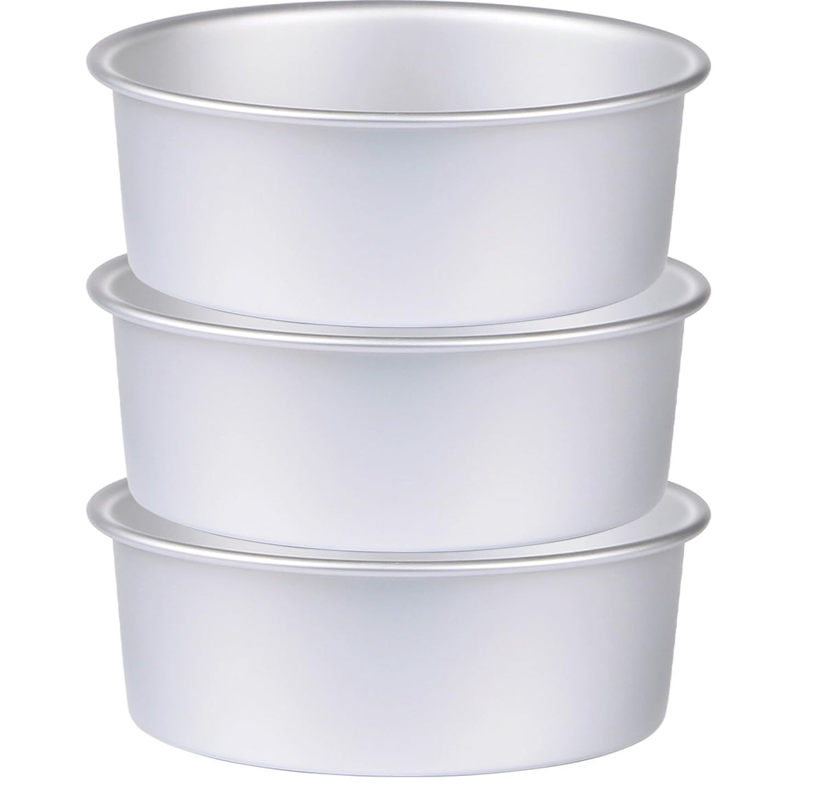 Round Cake Pan Set of 3 (6 x 3 inch/8 x 3 inch/10 x 3 inch), Aluminum Baking Pans for Layer Cakes, Heavy Duty Non-Stick, Evenly Baking Tools for Home Kitchen, Birthday Wedding Anniversary