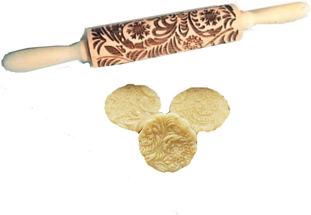 MIZORLIE 14.9" Paisley Engraved Embossed Rolling Pin