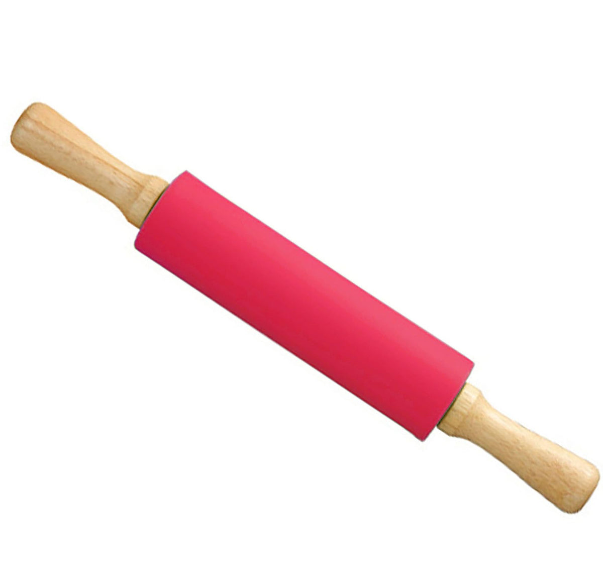Silicone Rolling Pin, Green 9 Inch Pin with Wooden Rotatable Handle for Dough of Baking Bread, Cookie, Pizza (green, 9 inch)