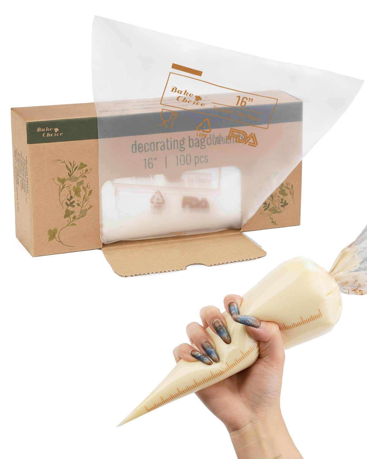 Bake Choice 12 Inch Piping Bags, 100PCS Thickened Disposable Pastry Bags