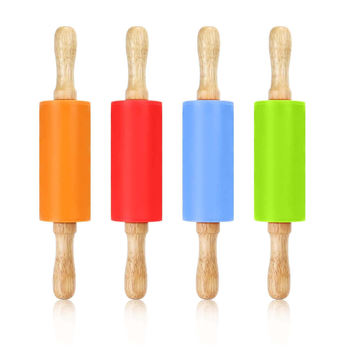4 Pack Mini Rolling Pin for Kids 9 Inch, Non-Stick Wooden Handle