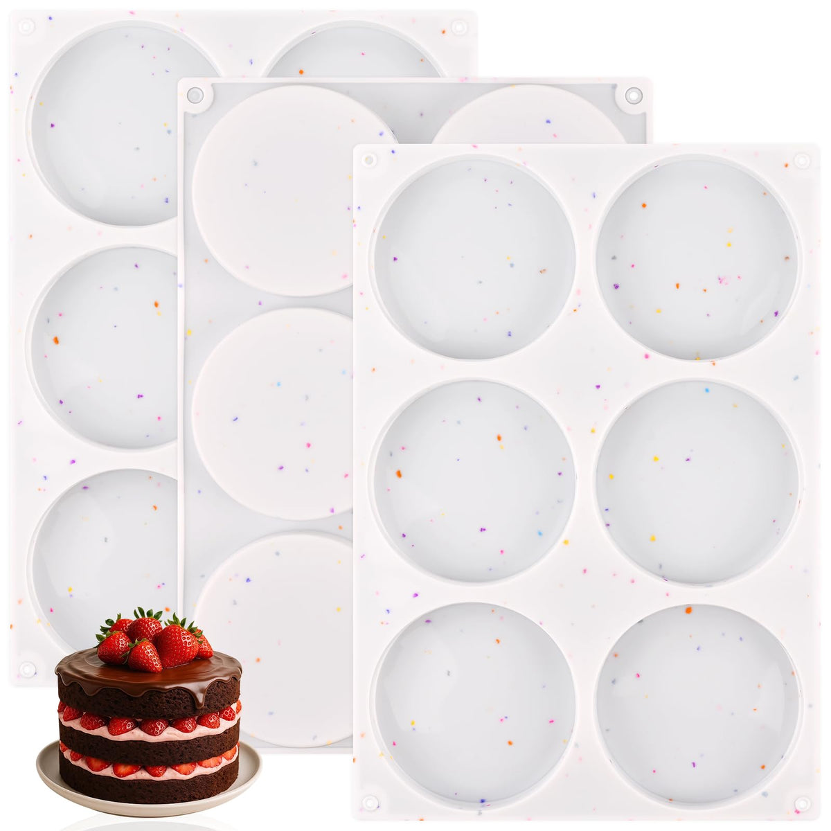 HUAKENER 2 Pcs Silicone Muffin Top Pan for Baking, 4 Inch Round Baking Mold