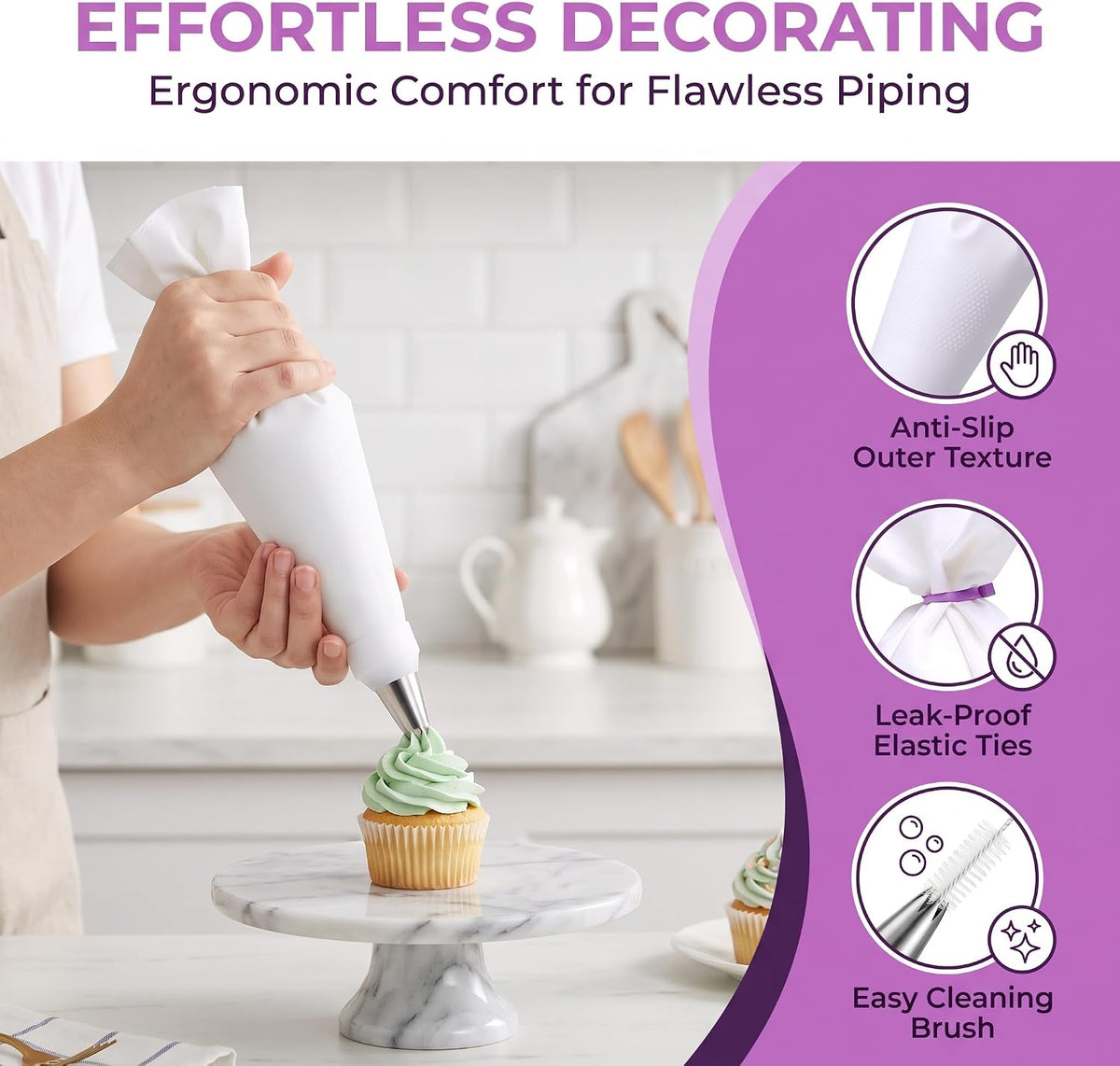 15-Piece Reusable Piping Bags and Tips Set, for Cake Decorating, Cupcakes