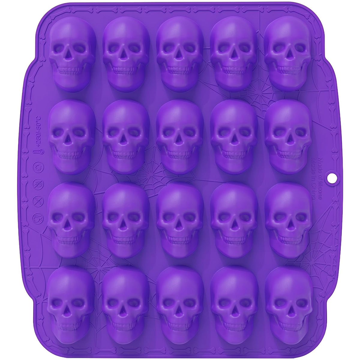 NiHome 20 Cavities Silicone Skull Mold for Baking Chocolates Making, Black