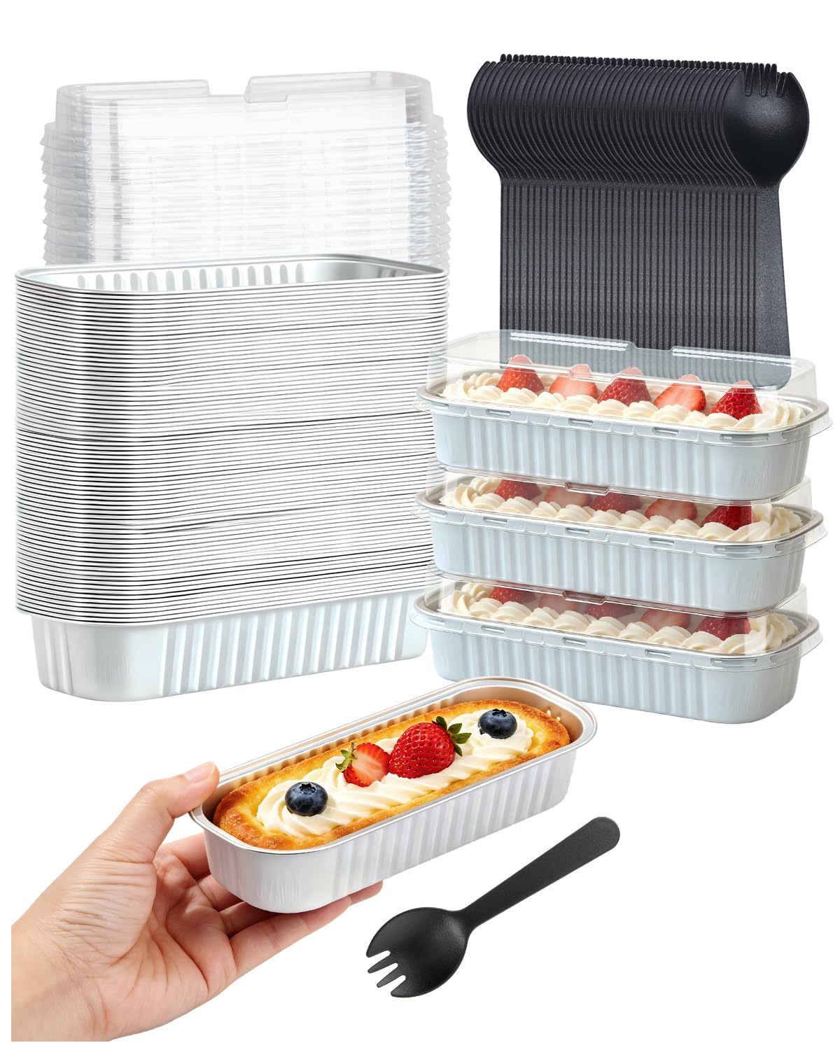 LNYZQUS Mini Loaf Pans with Lids 100 Pack, 6.8oz Small Cake Tins