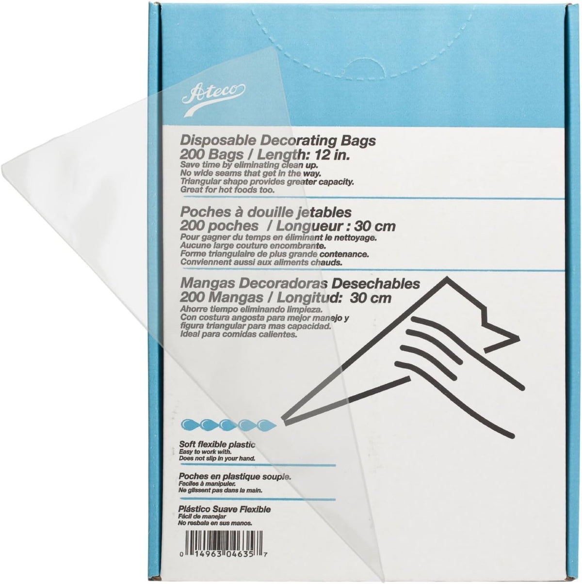 Ateco Soft Disposable Decorating Bags, 18-Inch, Pack of 200, Made in USA