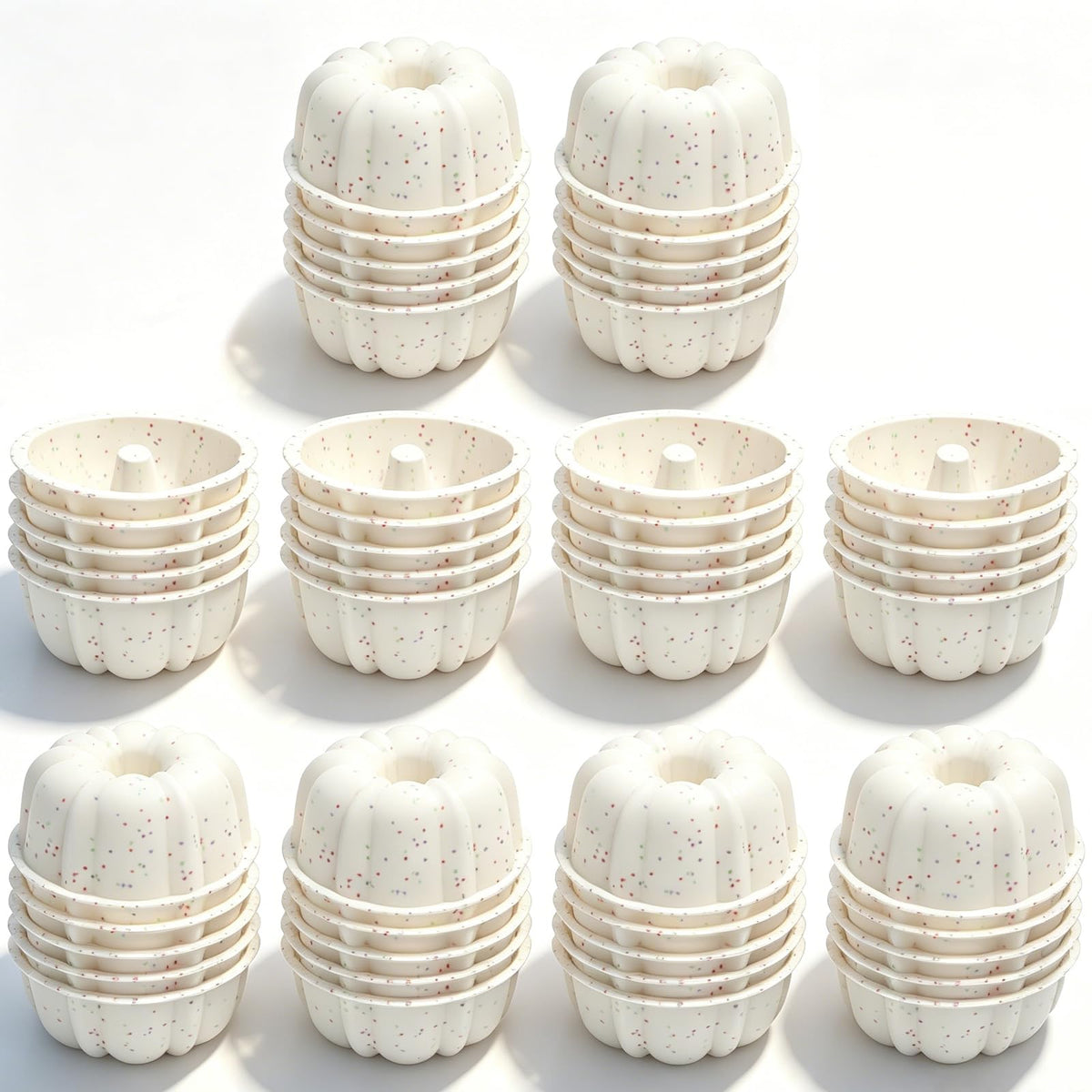 4 Inch Individual Silicone Mini Flan Molds for Baking (25 Pcs,Cream)