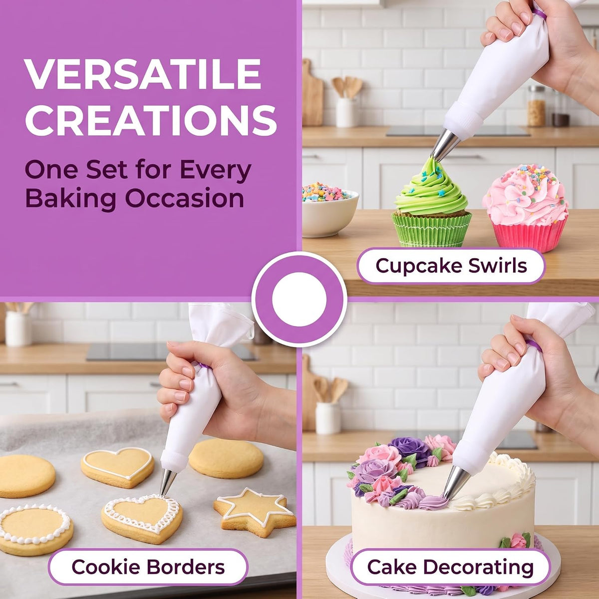15-Piece Reusable Piping Bags and Tips Set, for Cake Decorating, Cupcakes