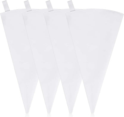 4 Pack 16" Reusable Pastry Piping Bags, Cloth Cake Decorating, White Cloth Frosting Bags, Icing Piping Bags Decorating Bags Icing Frosting Bags, White Hangable Piping Bags
