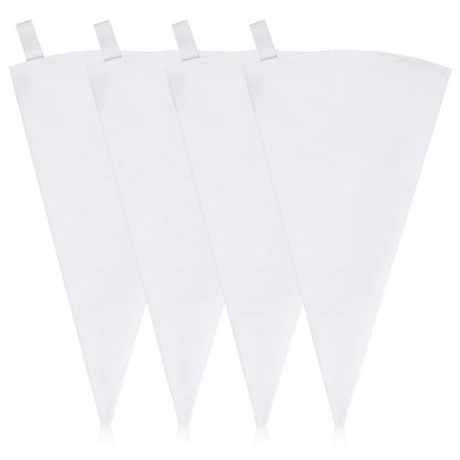 4 Pack 16" Reusable Pastry Piping Bags, Cloth Cake Decorating, White Cloth Frosting Bags, Icing Piping Bags Decorating Bags Icing Frosting Bags, White Hangable Piping Bags