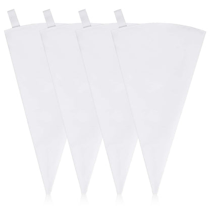 4 Pack 16" Reusable Pastry Piping Bags, Cloth Cake Decorating, White Cloth Frosting Bags, Icing Piping Bags Decorating Bags Icing Frosting Bags, White Hangable Piping Bags