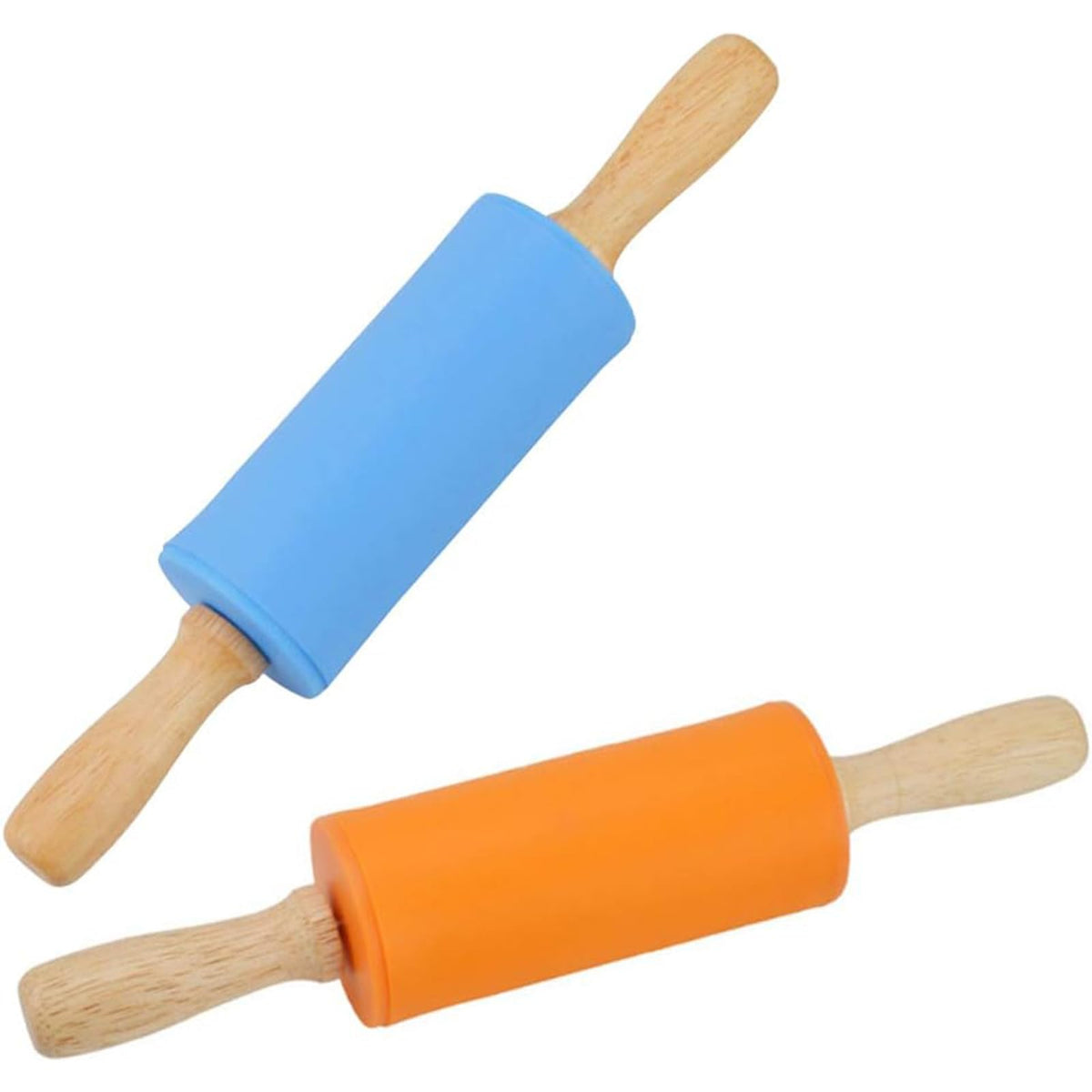 Koogel Rolling Pin for Baking, 12 Inch Non-Stick Silicone Surface, Wooden Handle Rolling Pin for Baking Pies, Pastry, Cookies, Kitchen Essential