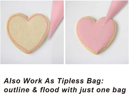 Weetiee Pastry Bag - 100 Pieces 16 Inch [Extra Thick] Disposable Piping Bags Set with 8 decorating tips, 1 coupler and 3 Bag Ties for Cake Decorating Royal Frosting
