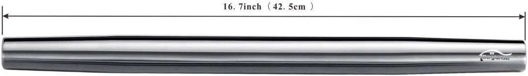 Stainless Steel Rolling Pin, Matte Finish 16.7 Inches, Berglander Rolling Pin For Baking Pizza Dough, Pie, Cookie, Essential Kitchen Utensil Gift Ideas For Bakers.