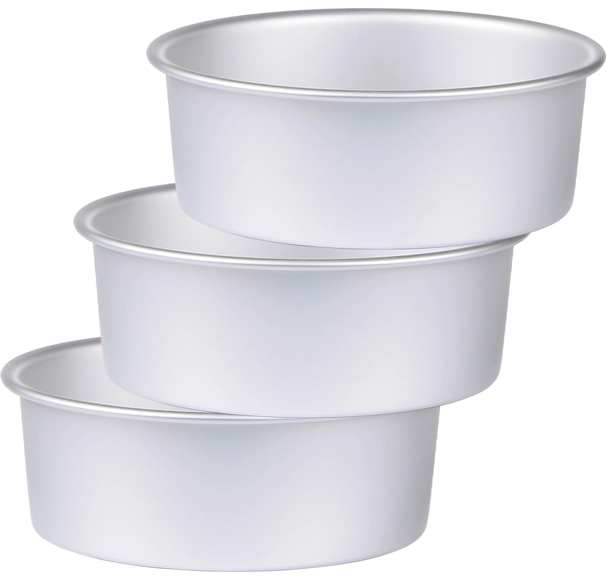 Round Cake Pan Set of 3 (6 x 3 inch/8 x 3 inch/10 x 3 inch), Aluminum Baking Pans for Layer Cakes, Heavy Duty Non-Stick, Evenly Baking Tools for Home Kitchen, Birthday Wedding Anniversary