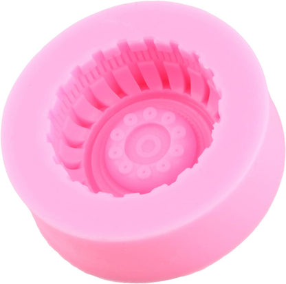 3D Round Tire Fondant Mold Truck Wheel Silicone Molds Set Of 2