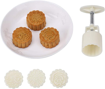 Mid-Autumn Festival Hand-Pressure Moon Cake Mould With 12 Pcs Mode Pattern For 4 Sets