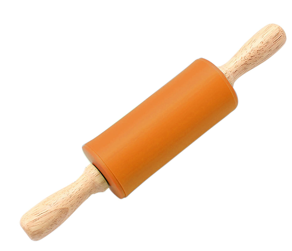 Silicone Rolling Pin, Green 9 Inch Pin with Wooden Rotatable Handle for Dough of Baking Bread, Cookie, Pizza (green, 9 inch)
