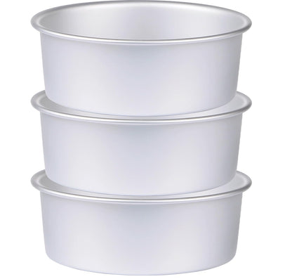Round Cake Pan Set of 3 (6 x 3 inch/8 x 3 inch/10 x 3 inch), Aluminum Baking Pans for Layer Cakes, Heavy Duty Non-Stick, Evenly Baking Tools for Home Kitchen, Birthday Wedding Anniversary