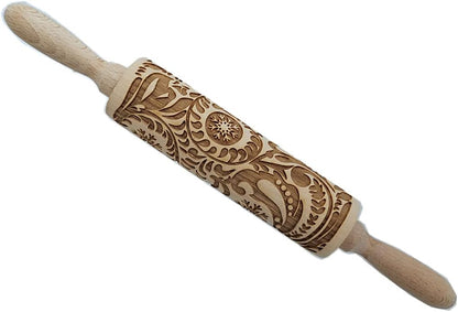 MIZORLIE 14.9" Paisley Engraved Embossed Rolling Pin