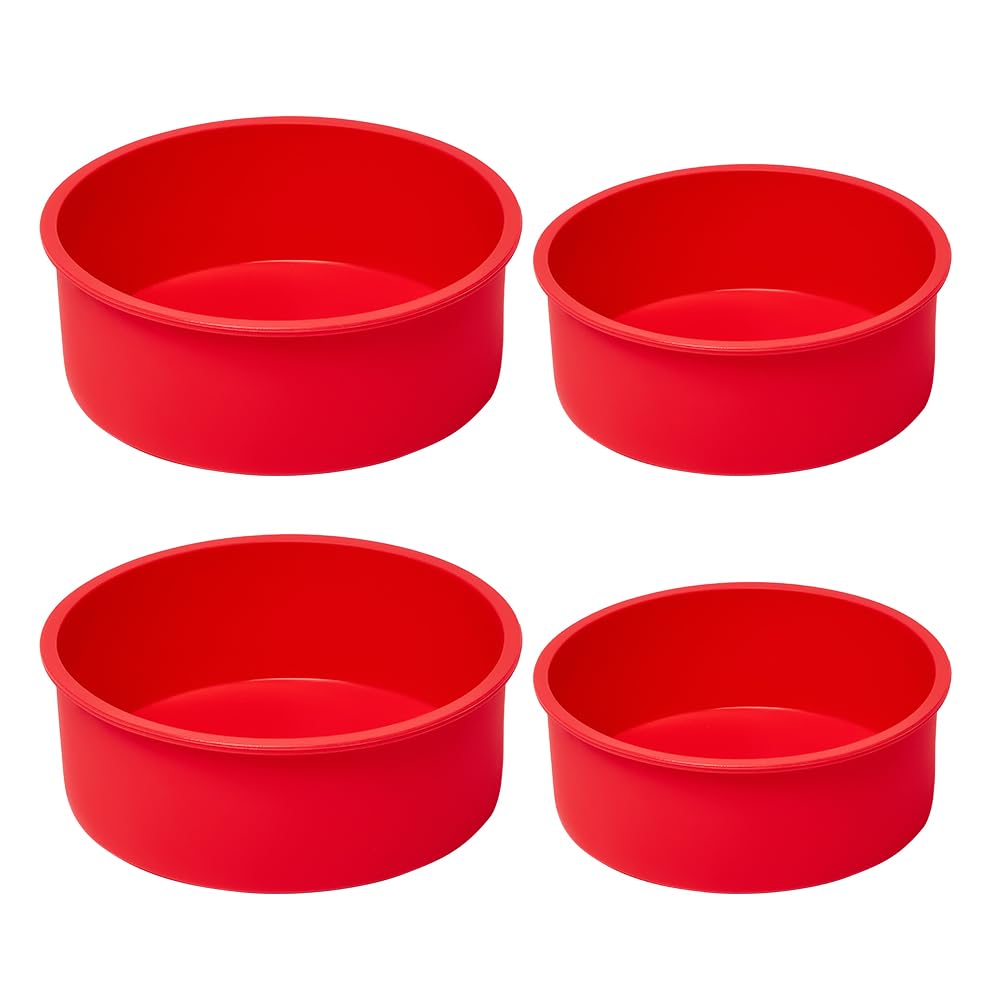 saphe 4 packs Silicone Cake Pans, Nonstick Silicone Round Cake Molds for baking, silicone bakeware sets for Cakes, Cheese Cakes and Chocolate Cake (4+6+8+10inch)