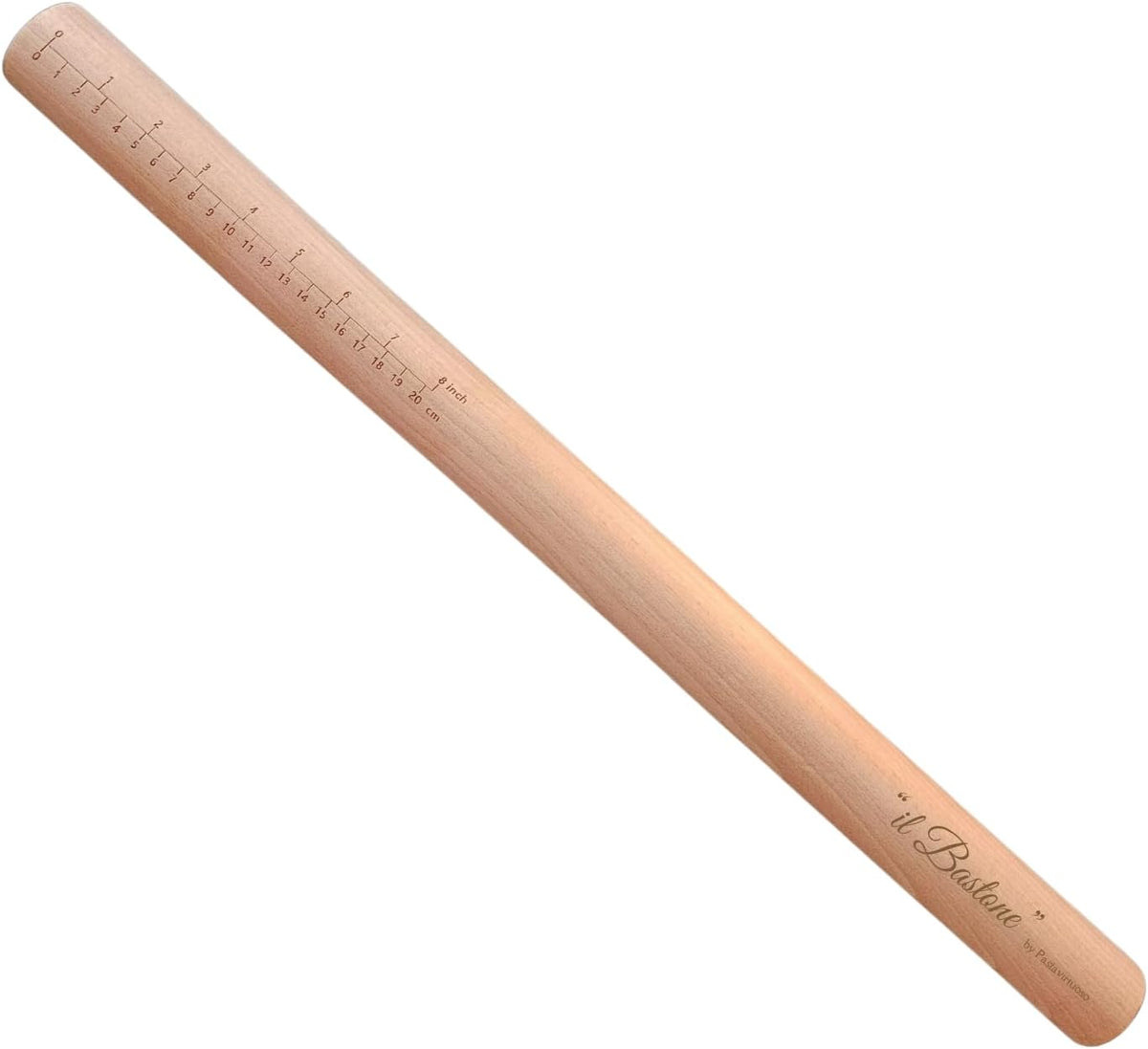 "Il Bastone" Beechwood Italian Style Rolling Pin by PastaVirtuoso, For Rolling Out Dough For Pasta, Bread, Baking, and More