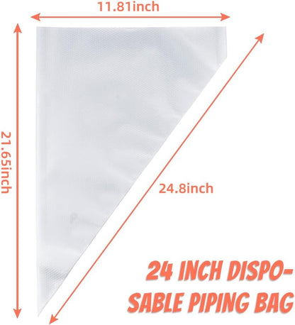 24 Inch Extra Large Piping Bags Disposable,50 Pack Thick Pastry Bags
