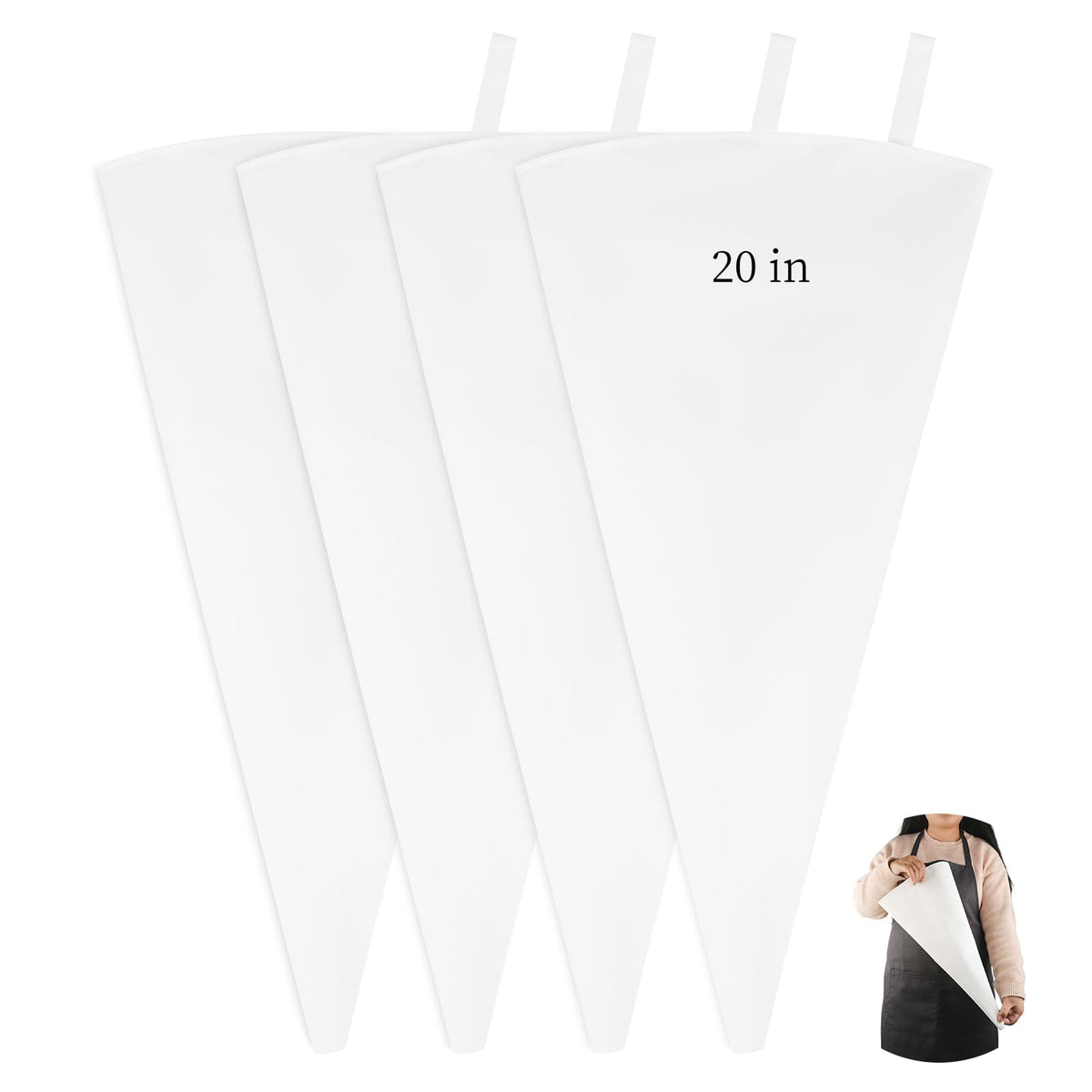 4 Pack 24 Inch Extra Large Reusable Piping Bags,Cotton Cloth Pastry Bags with Plastic Coating, Professional Tipless Icing Bags for Cake Decorating Cupcakes Cookies Desserts and Baking Supplies