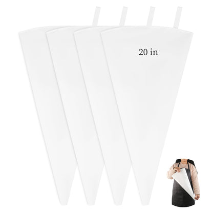 4 Pack 24 Inch Extra Large Reusable Piping Bags,Cotton Cloth Pastry Bags with Plastic Coating, Professional Tipless Icing Bags for Cake Decorating Cupcakes Cookies Desserts and Baking Supplies