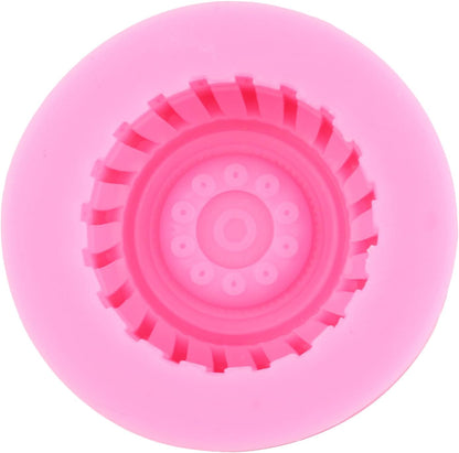 3D Round Tire Fondant Mold Truck Wheel Silicone Molds Set Of 2