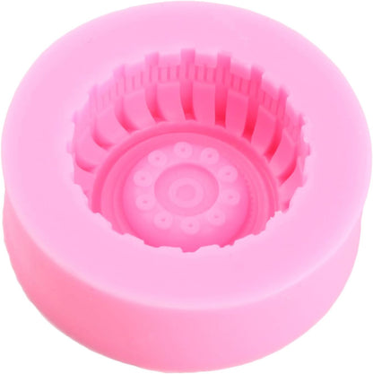 3D Round Tire Fondant Mold Truck Wheel Silicone Molds Set Of 2