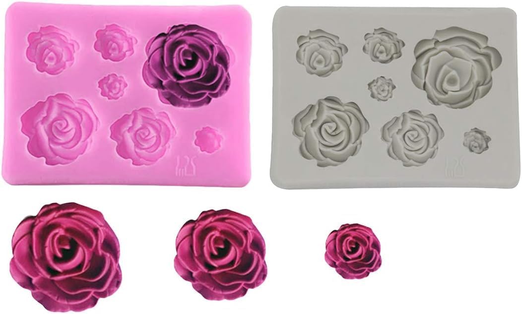 2PCS Rose Flowers silicone molds Cake Chocolate Mold wedding Cake Decorating Tools Fondant Sugarcraft Cake Molds