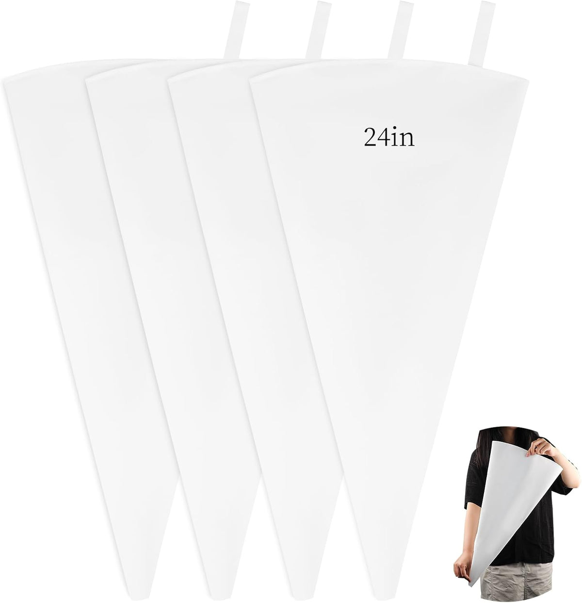 4 Pack 24 Inch Extra Large Reusable Piping Bags,Cotton Cloth Pastry Bags with Plastic Coating, Professional Tipless Icing Bags for Cake Decorating Cupcakes Cookies Desserts and Baking Supplies