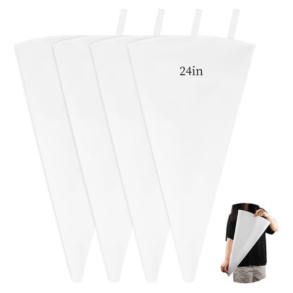 4 Pack 24 Inch Extra Large Reusable Piping Bags,Cotton Cloth Pastry Bags with Plastic Coating, Professional Tipless Icing Bags for Cake Decorating Cupcakes Cookies Desserts and Baking Supplies