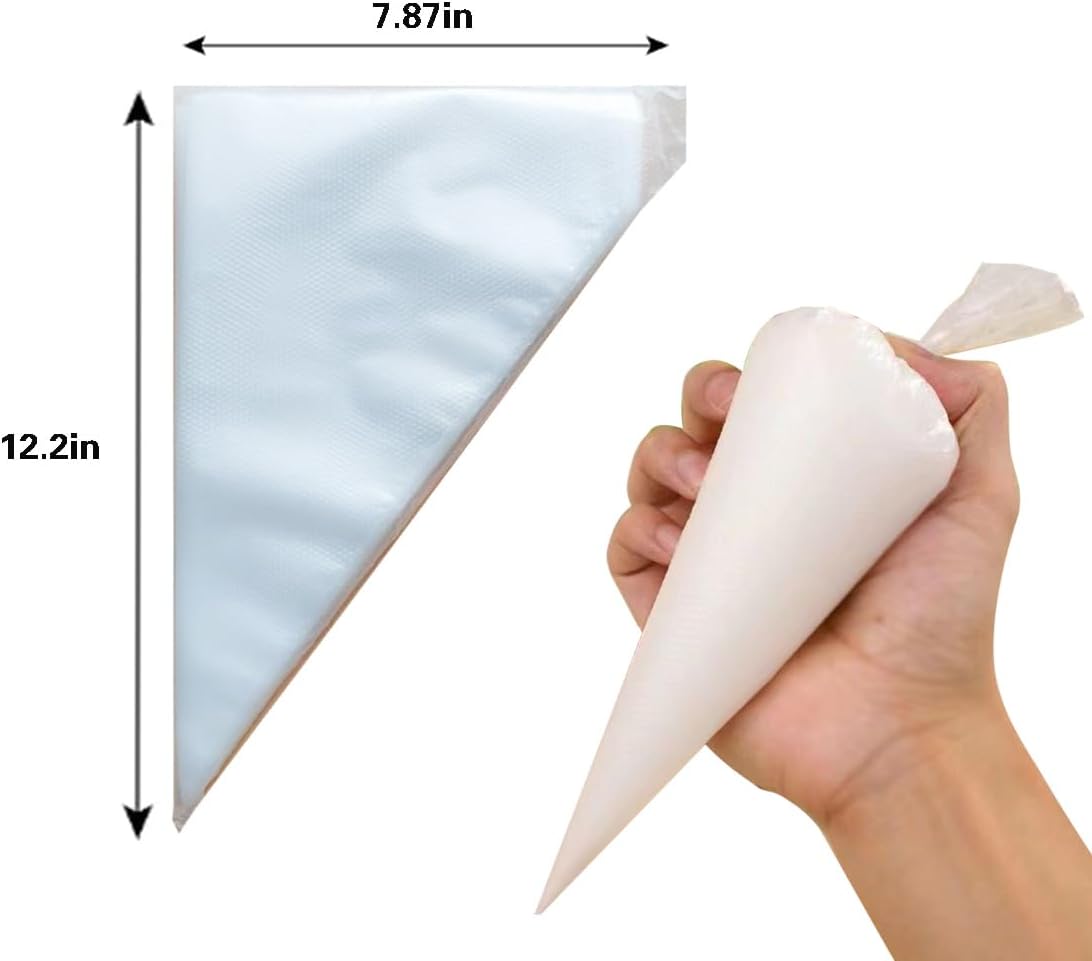 Piping Bags - 12 Inch Disposable Icing Bags, 200 PCS Decorating Bags for Frosting, Pastry Bags, Great for Cakes and Cookies Decoration, S/M/L, Clear