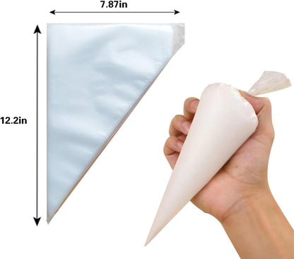 Piping Bags - 12 Inch Disposable Icing Bags, 200 PCS Decorating Bags for Frosting, Pastry Bags, Great for Cakes and Cookies Decoration, S/M/L, Clear
