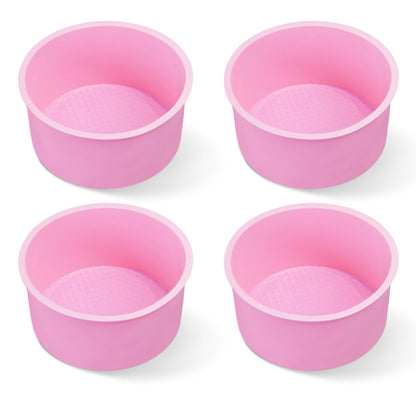 4.75 Inch Round Cake Pan, 4 Pcs Silicone Cake Pans for Baking, Nonstick Baking Mold BPA Free Dishwasher Safe, Great for Layer Cake, Cheese Cake, Chocolate Cake