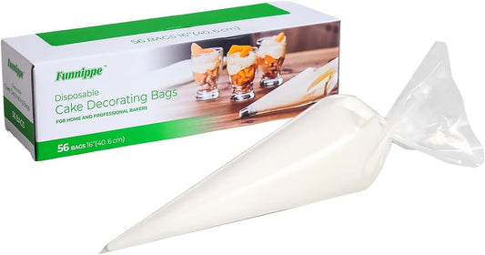 Disposable Piping Bags, 16 Inch Cake Decorating Bags, Anti-Burst Pastry Bags for Cakes and Cookies, Pack of 56