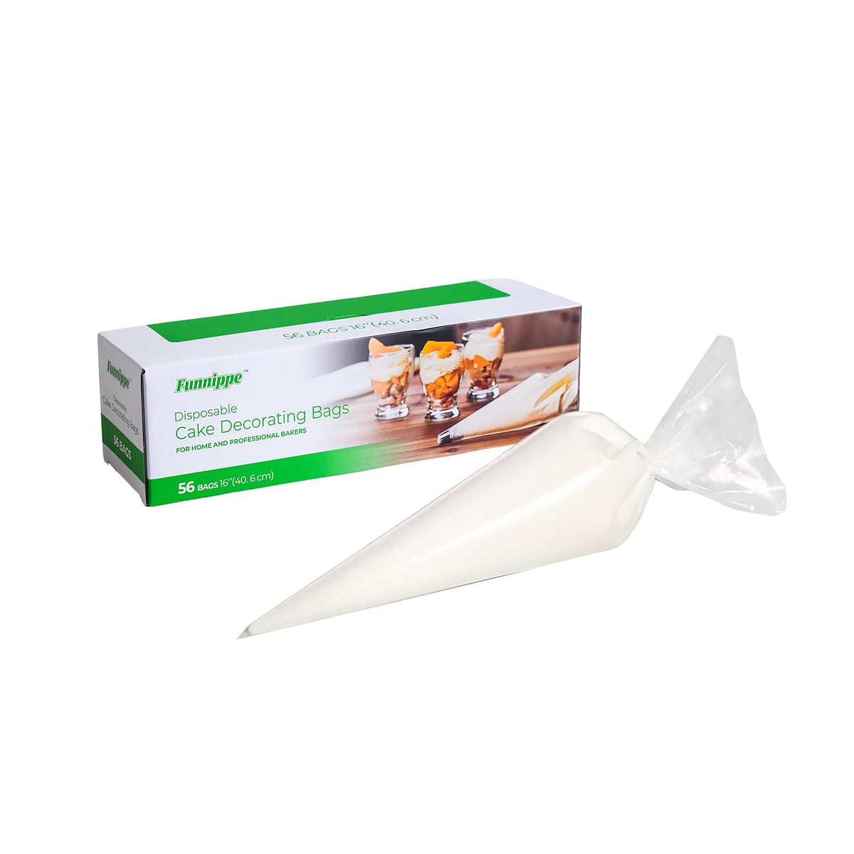 Disposable Piping Bags, 16 Inch Cake Decorating Bags, Anti-Burst Pastry Bags for Cakes and Cookies, Pack of 56