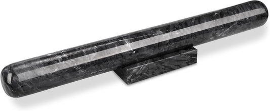 Marble Rolling Pin with Stand, 15.7" Black Stone French Heavy Polished Non Stick Cookie Pizza Pastry Dough Baker Roller for Kitchen Baking