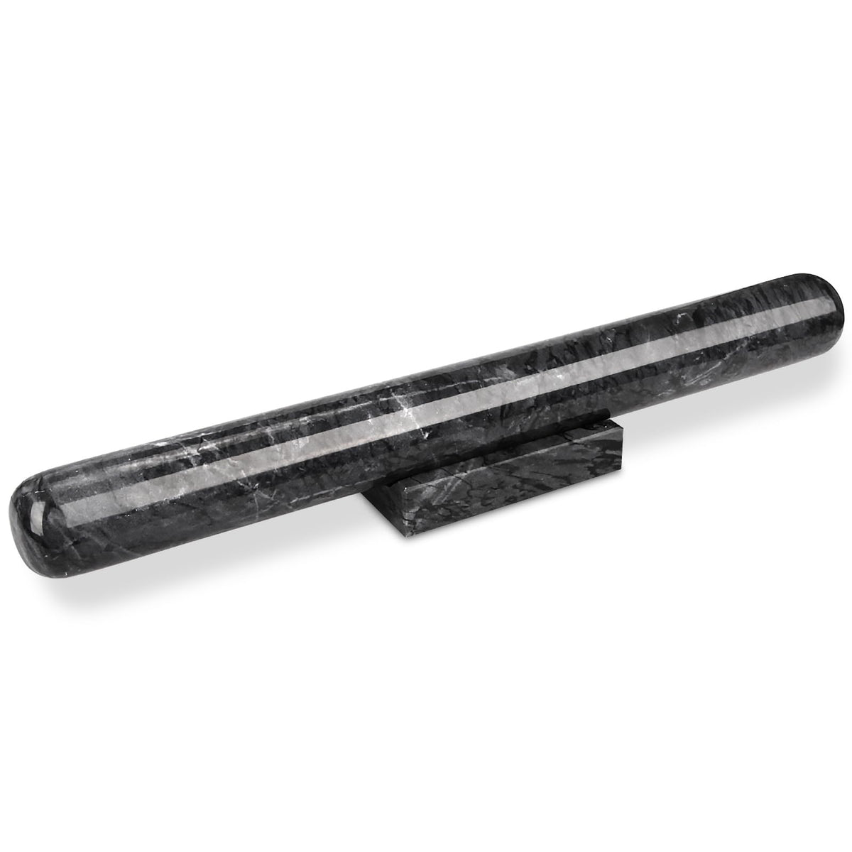 Marble Rolling Pin with Stand, 15.7" Black Stone French Heavy Polished Non Stick Cookie Pizza Pastry Dough Baker Roller for Kitchen Baking