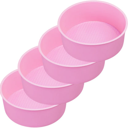 4.75 Inch Round Cake Pan, 4 Pcs Silicone Cake Pans for Baking, Nonstick Baking Mold BPA Free Dishwasher Safe, Great for Layer Cake, Cheese Cake, Chocolate Cake