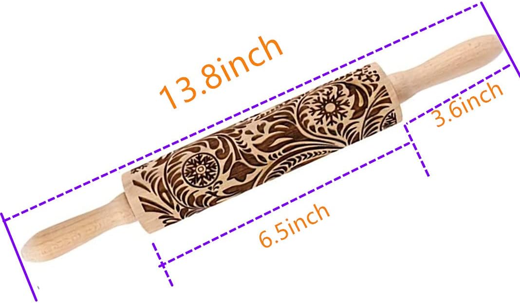 MIZORLIE 14.9" Paisley Engraved Embossed Rolling Pin