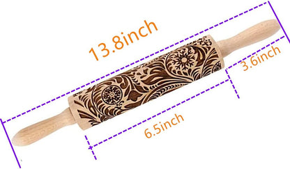 MIZORLIE 14.9" Paisley Engraved Embossed Rolling Pin