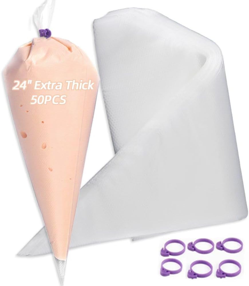 24 Inch Extra Large Piping Bags Disposable,50 Pack Thick Pastry Bags
