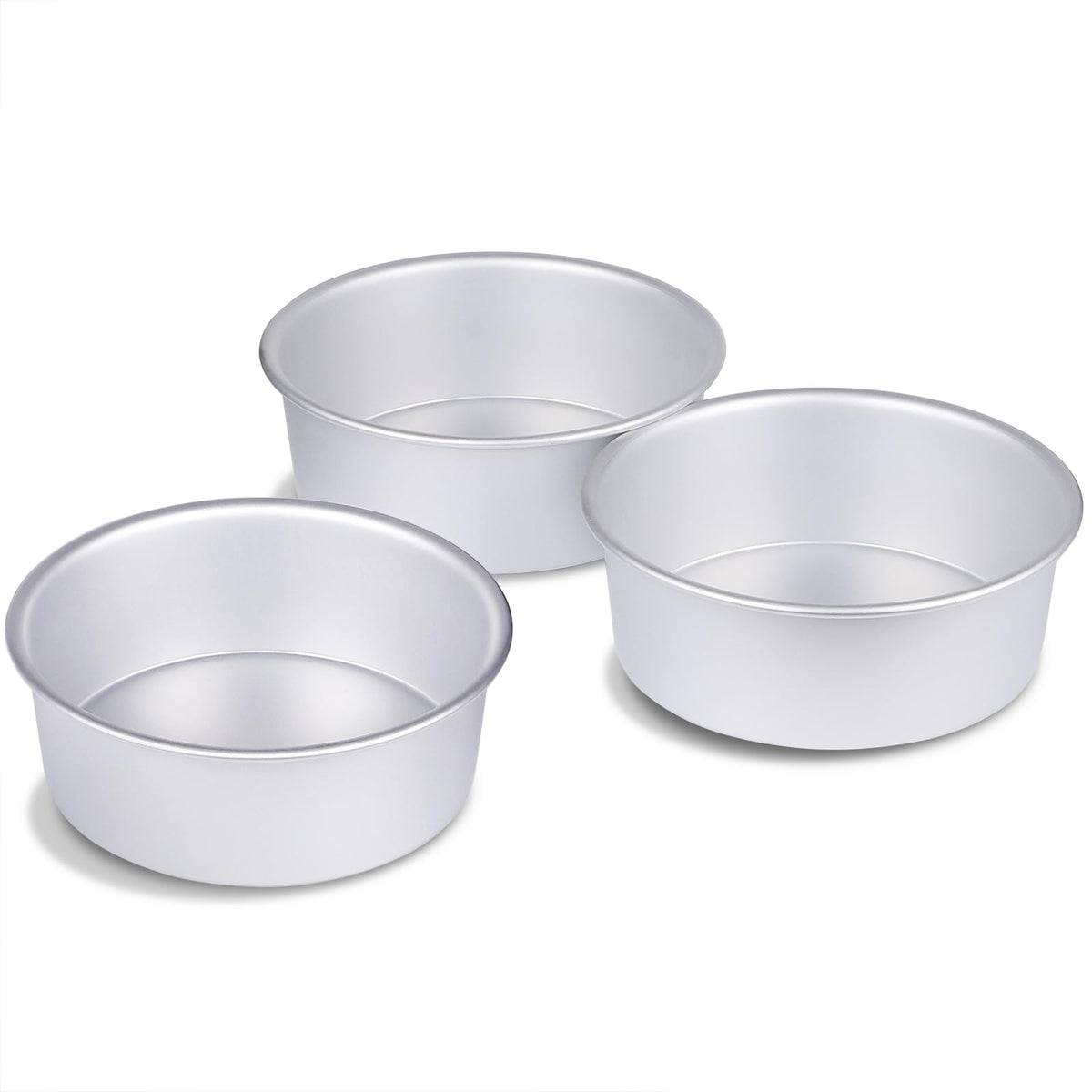 Round Cake Pan Set of 3 (6 x 3 inch/8 x 3 inch/10 x 3 inch), Aluminum Baking Pans for Layer Cakes, Heavy Duty Non-Stick, Evenly Baking Tools for Home Kitchen, Birthday Wedding Anniversary