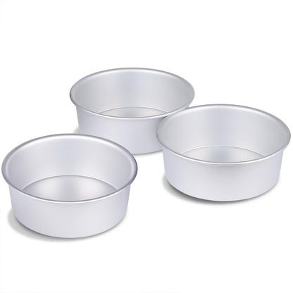 Round Cake Pan Set of 3 (6 x 3 inch/8 x 3 inch/10 x 3 inch), Aluminum Baking Pans for Layer Cakes, Heavy Duty Non-Stick, Evenly Baking Tools for Home Kitchen, Birthday Wedding Anniversary