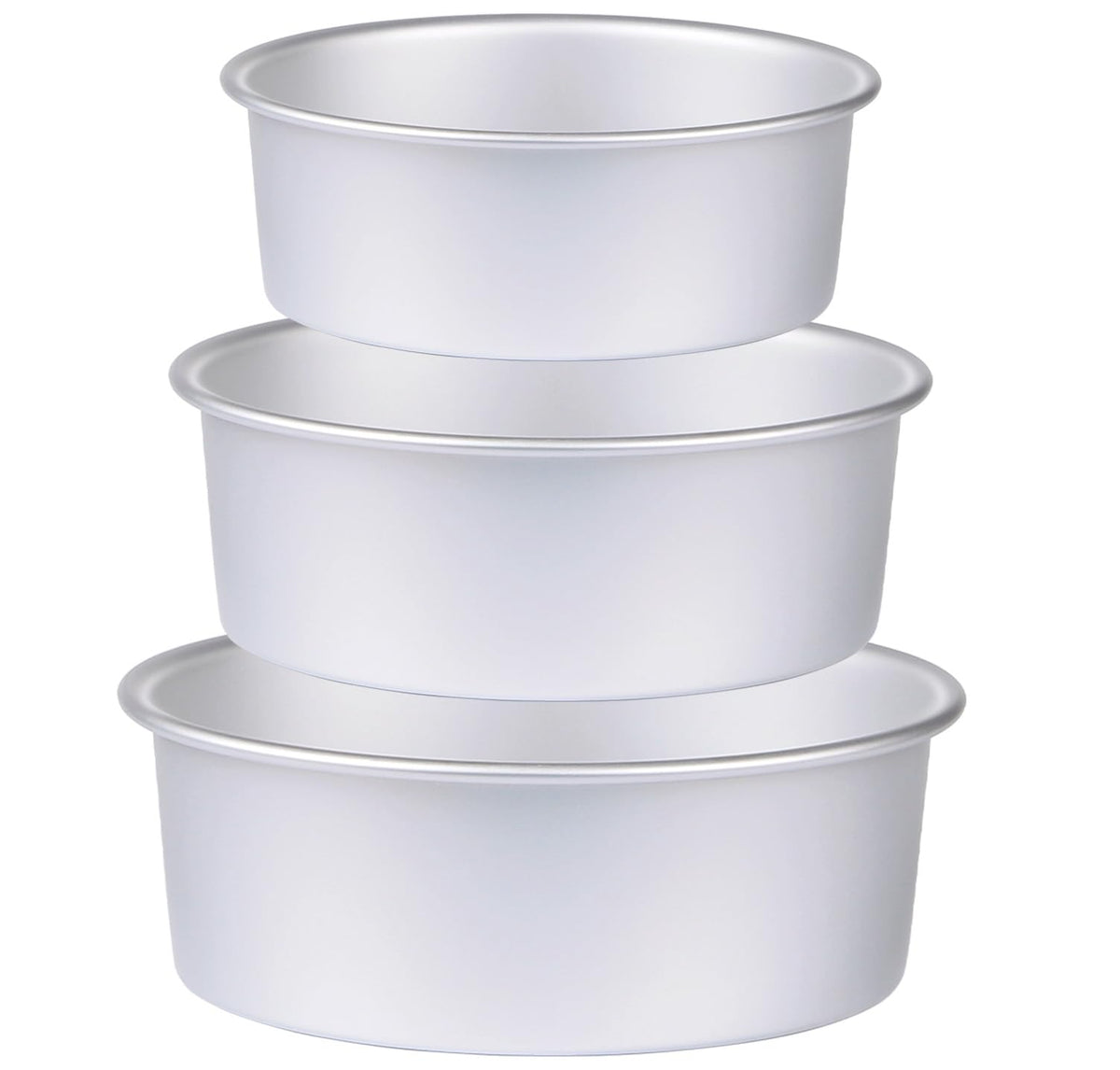 Round Cake Pan Set of 3 (6 x 3 inch/8 x 3 inch/10 x 3 inch), Aluminum Baking Pans for Layer Cakes, Heavy Duty Non-Stick, Evenly Baking Tools for Home Kitchen, Birthday Wedding Anniversary